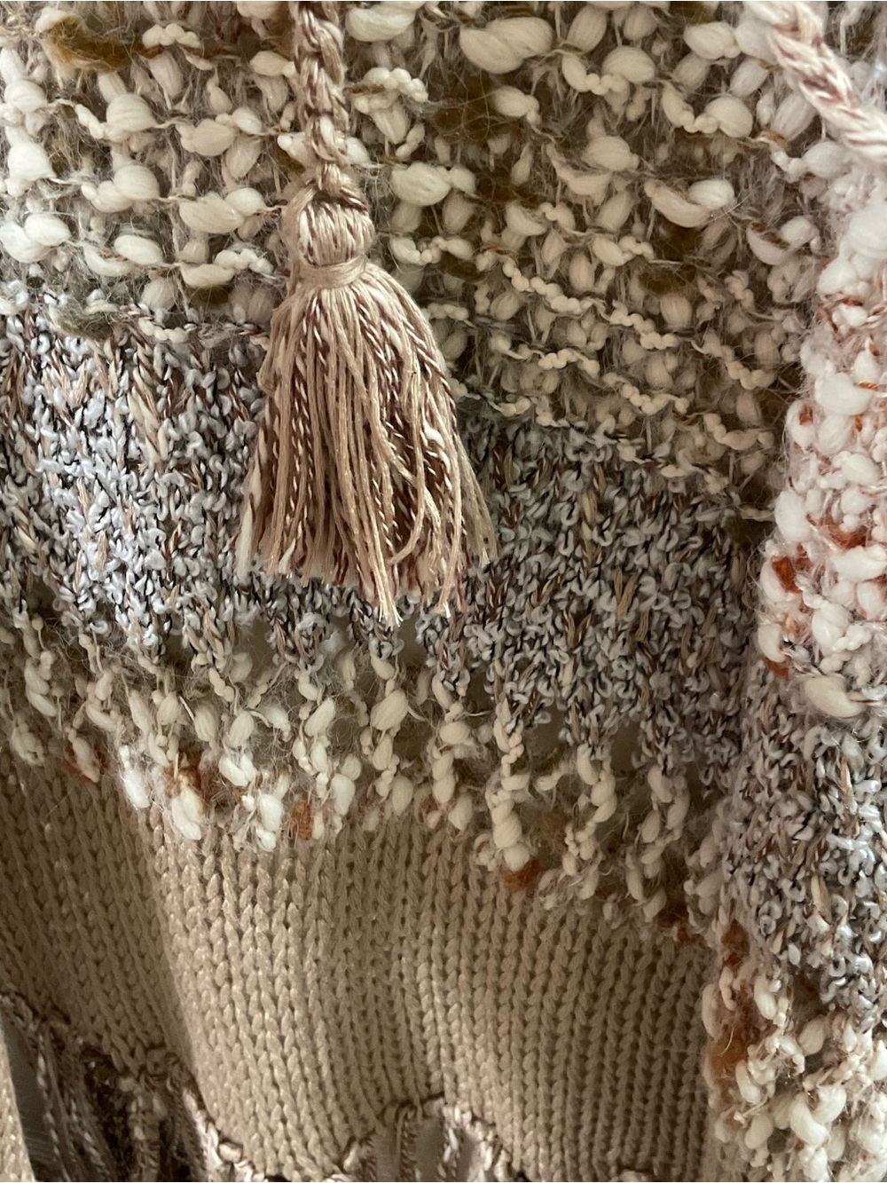 Multiples Open Knit Fringe Vest Boho Crochet Sleeveless size Small boho festival - Picture 10 of 15